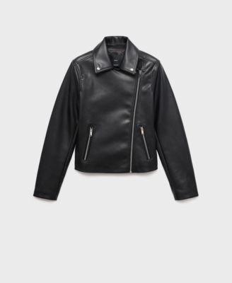 MANGO - Women's Leather-Effect Biker Jacket