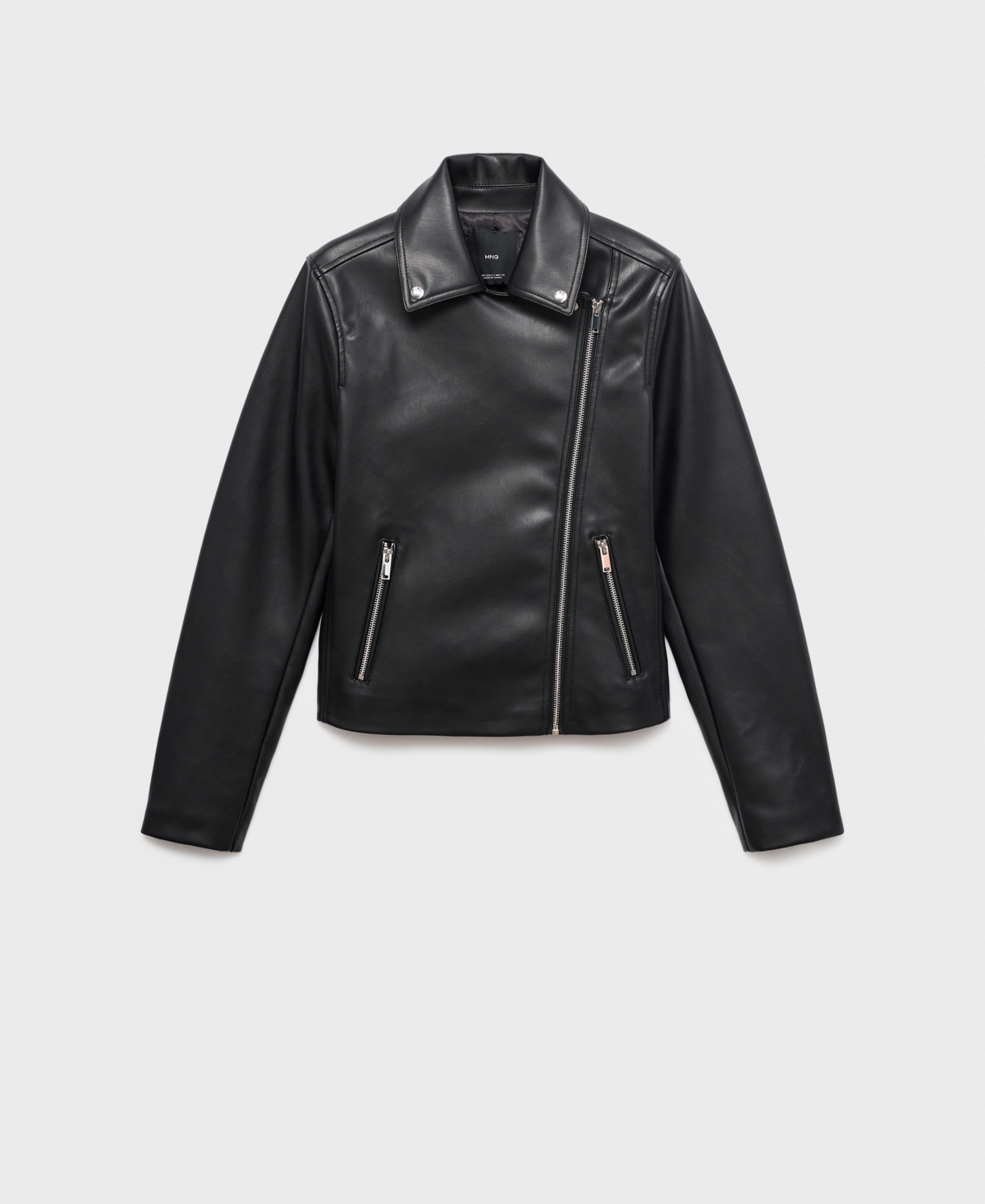 Women's Leather-Effect Biker Jacket - Black
