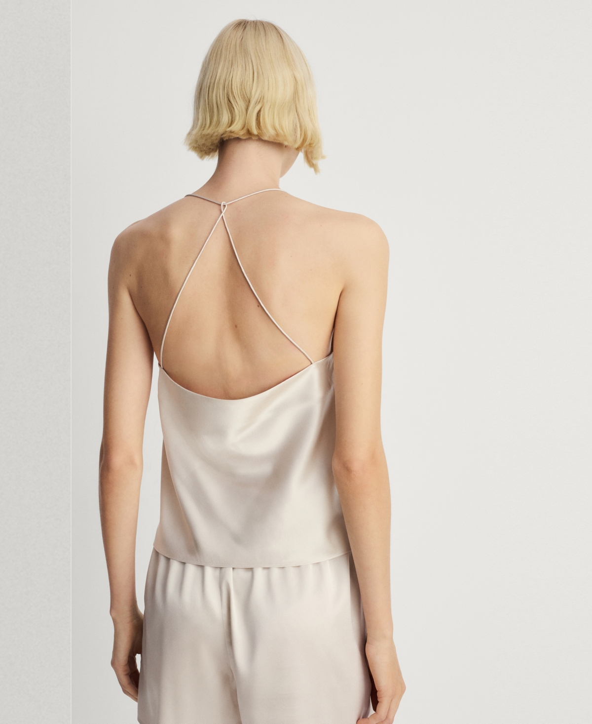 Mango Women's Silk Pajama Top In White