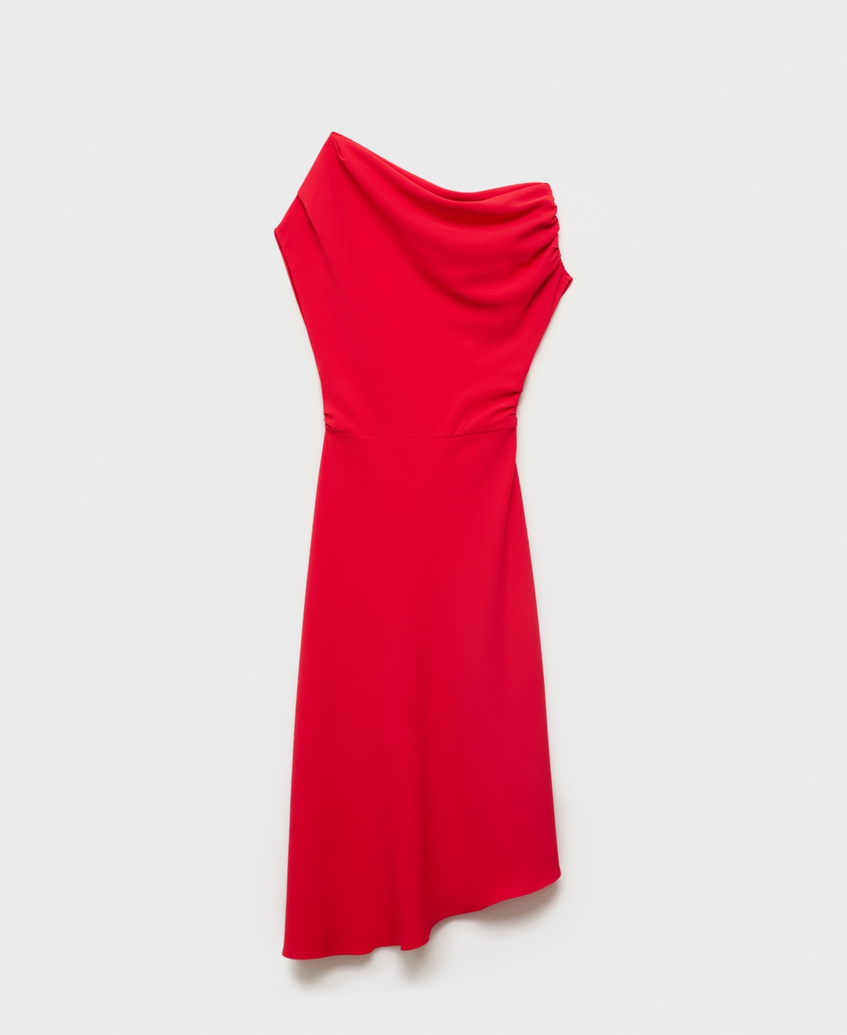 Mango Asymmetric Midi Dress In Red