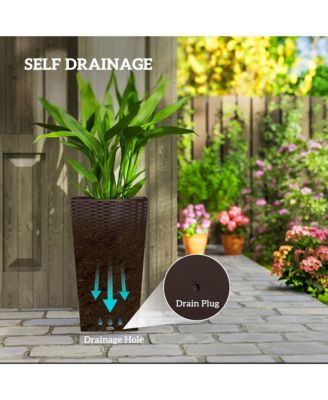 Set of 3 Tall Planters, Indoor and Outdoor Flower Pot Set,