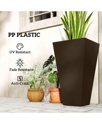 28" Tall Plastic Flower Pot, Set of 3, Large Outdoor & Indoor