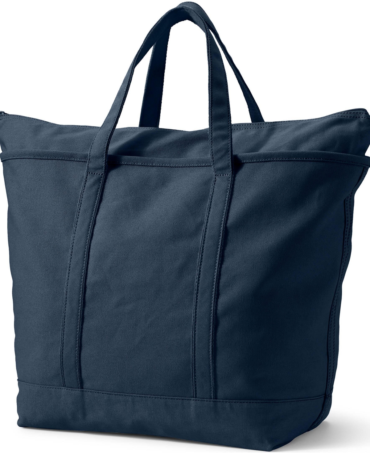 Lands' End Extra Large Solid Color 5 Pocket Zip Top Canvas Tote Bag