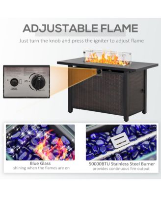 43" Propane Gas Fire Pit Table w/ Wind Guard, CSA Certification