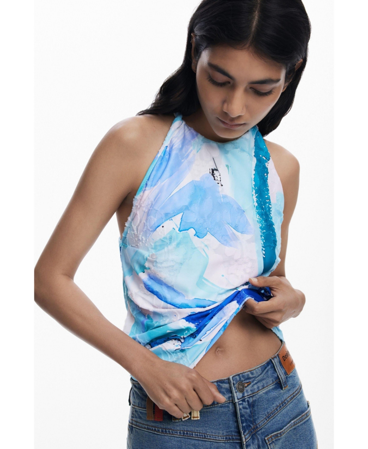 Desigual Women's Floral Tank Top In Blue