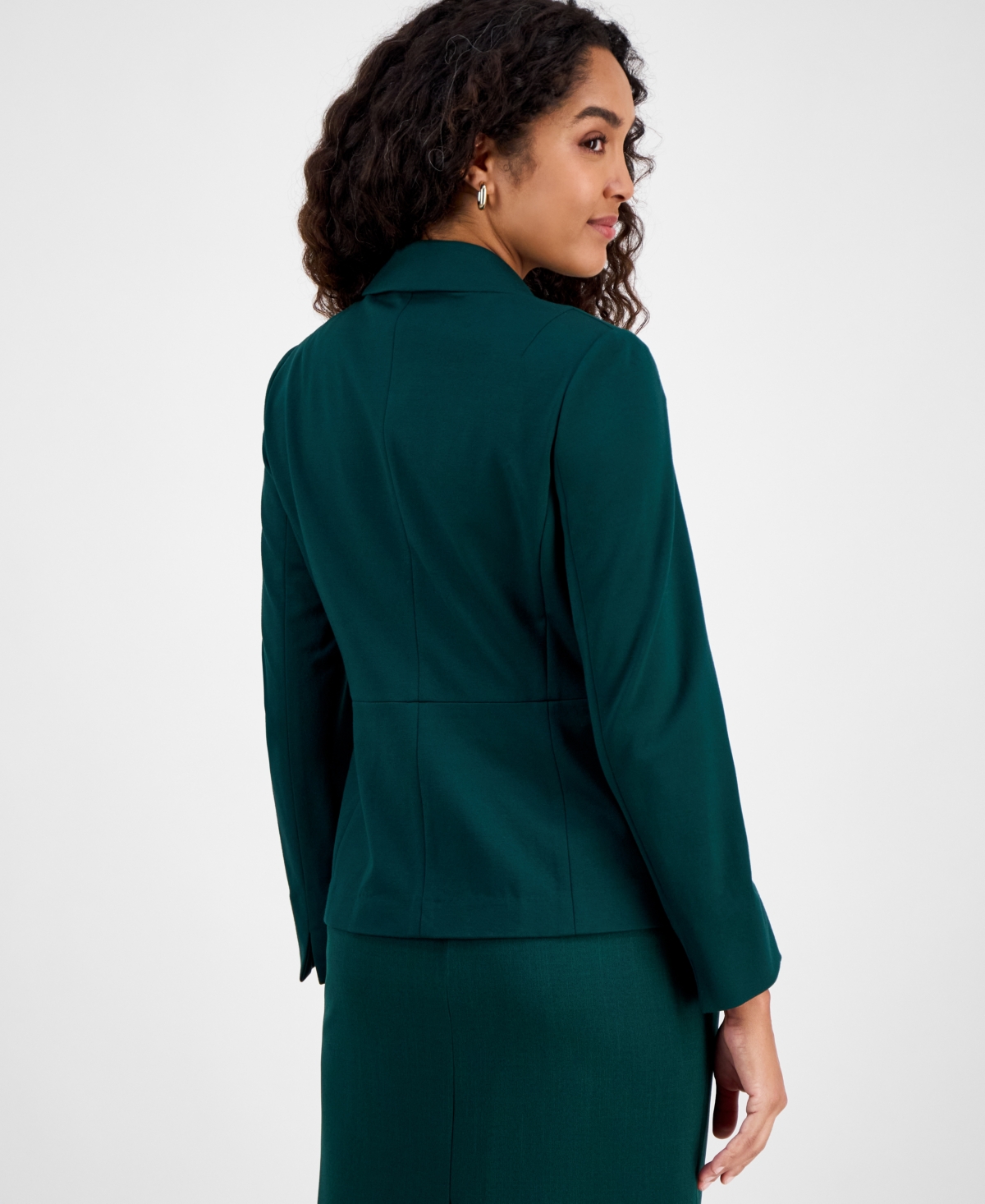 Kasper Compression One-button Long-sleeve Jacket, Regular & Petite In Green