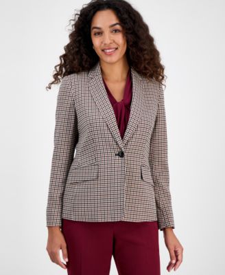Kasper - Women's Houndstooth One-Button Jacket