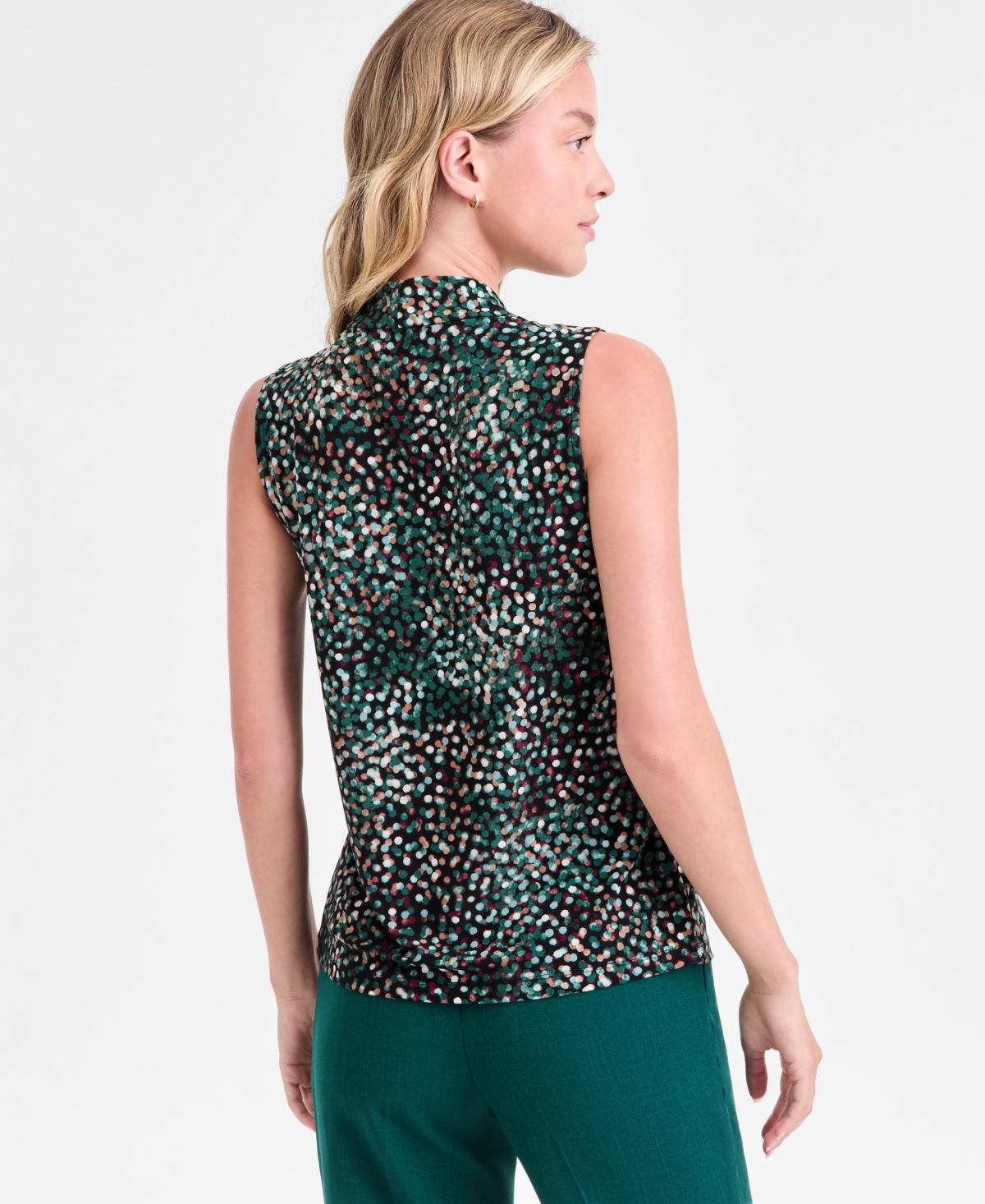 Kasper Women's Sleeveless Knot Front Jersey Top, Regular & Petite In Green
