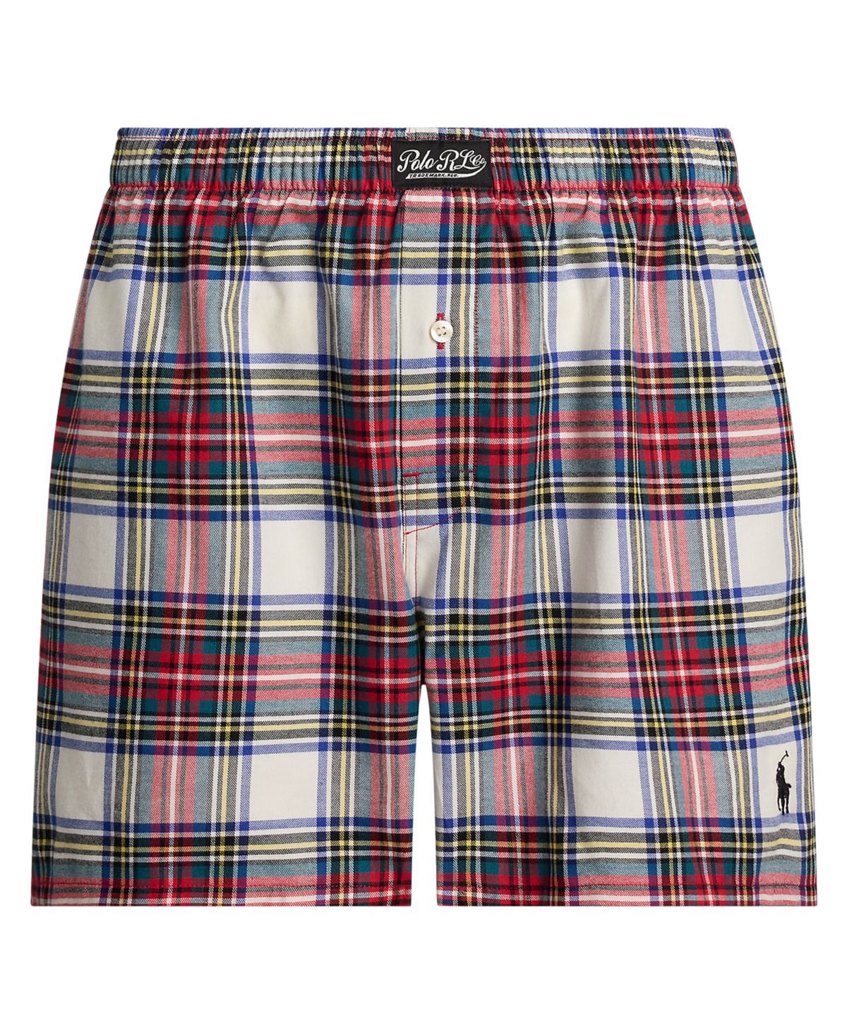 Мужские фланелевые боксеры-ширинки на одной пуговице с клетчатым рисунком, окрашенные пряжей