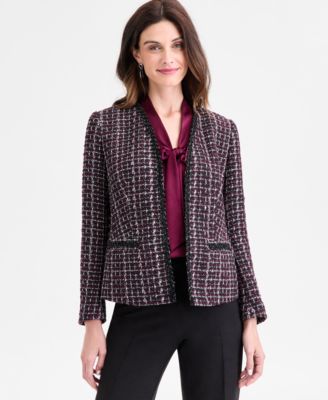 Kasper Womens Tweed Jacket Sleeveless Blouse Pull On Pants