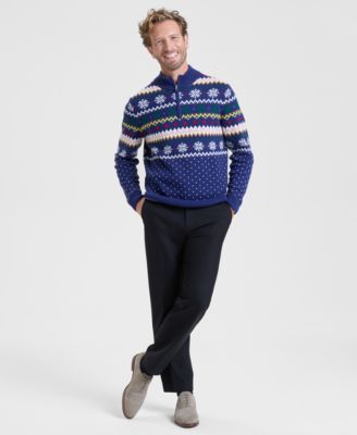 Men's Fair Isle Zip-Neck Sweater, Macy's Exclusive