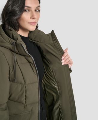Women's Belted Hooded Puffer Coat