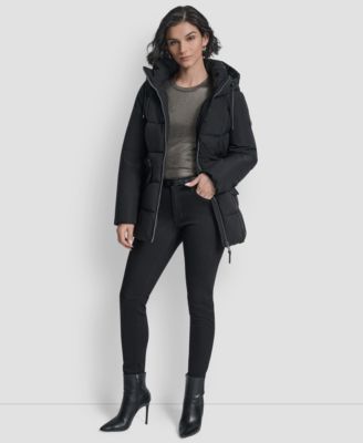 Women's Belted Hooded Puffer Coat