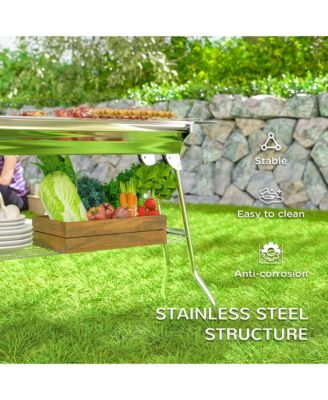 Portable Folding Charcoal BBQ Grill with Pan Storage Shelf Hooks