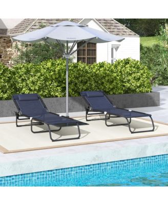 2 Chaise Lounge Pool Chairs, Folding, Reclining,