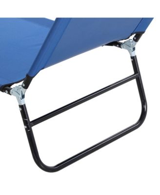 Portable Outdoor Sun Lounger, Lightweight Folding Chaise Lounge Chair w/ 5-Position Adjustable Backrest for Beach, Poolside and Patio, Blue