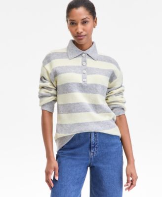 On 34th - Women's Brushed Striped Polo Sweater