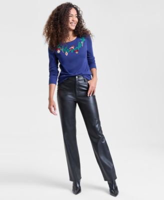 Women's Holiday Cardinal Long-Sleeve Top, Macy's Exclusive