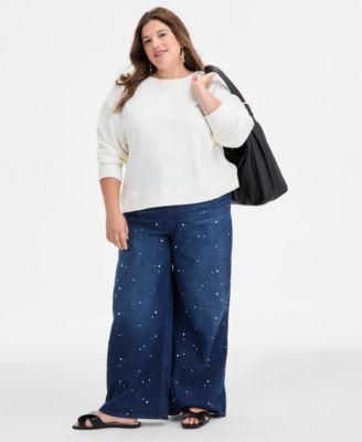Trendy Plus Size Oversized-Bow Embellished Sweater, Macy's Exclusive