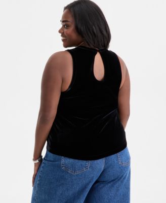 Trendy Plus Size Rhinestone-Embellished Velvet Top, Macy's Exclusive
