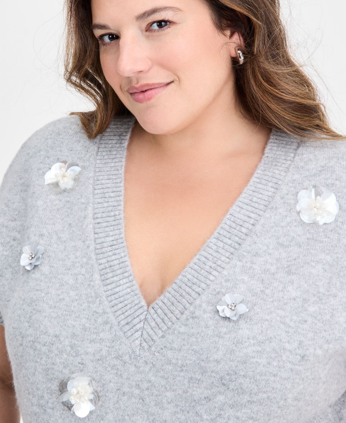 On 34th Trendy Plus Embellished Cap-Sleeve Sweater Vest, Macy's Exclusive