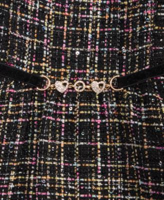 Girls 7-16 Boucle Plaid Full-Skirt Dress