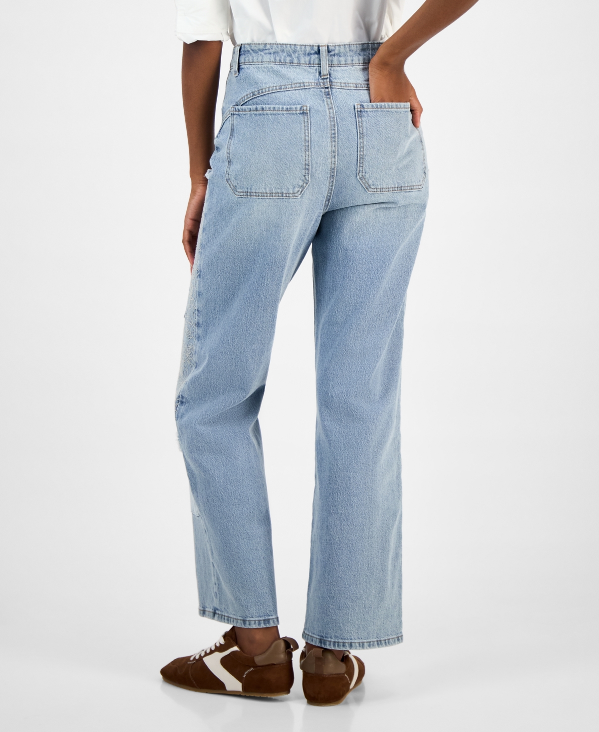 And Now This Women's Mixed-media Patchwork Jeans, Macy's Exclusive In Multi