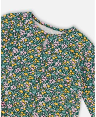 Girl Jersey Tunic Green with Floral Print - Toddler|Child