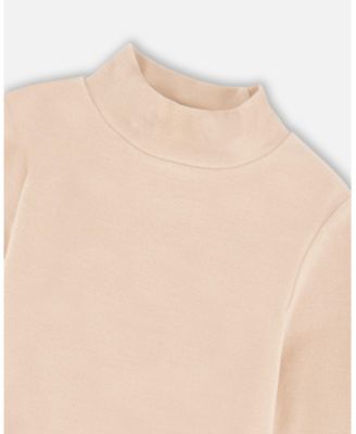 Toddler Girls Super Soft Ribbed Mock Neck Top Light Caramel - Toddler|Child