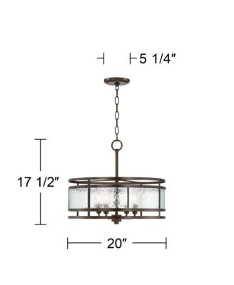 Edinger Oil Rubbed Bronze Pendant Chandelier 20" Wide Rustic Clear Waterglass Textured Shade 4-Light Fixture for Dining Room House