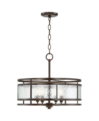 Edinger Oil Rubbed Bronze Pendant Chandelier 20" Wide Rustic Clear Waterglass Textured Shade 4-Light Fixture for Dining Room House