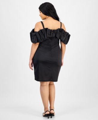 Trendy Plus Size Bubble-Trim Scuba Bodycon Dress