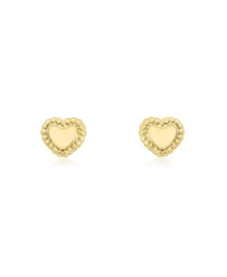 Baby Beaded Heart Screw Back Stud Earrings 14K Gold