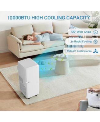 10,000 BTU  3-in-1 Cooling, Dehumidifier & Fan, Remote Control, 24-Hour Timer - Portable Air Conditioner