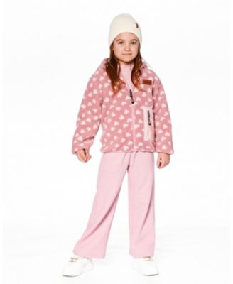 Girl Reversible Mid-Season Sherpa Jacket Pink Heart - Child