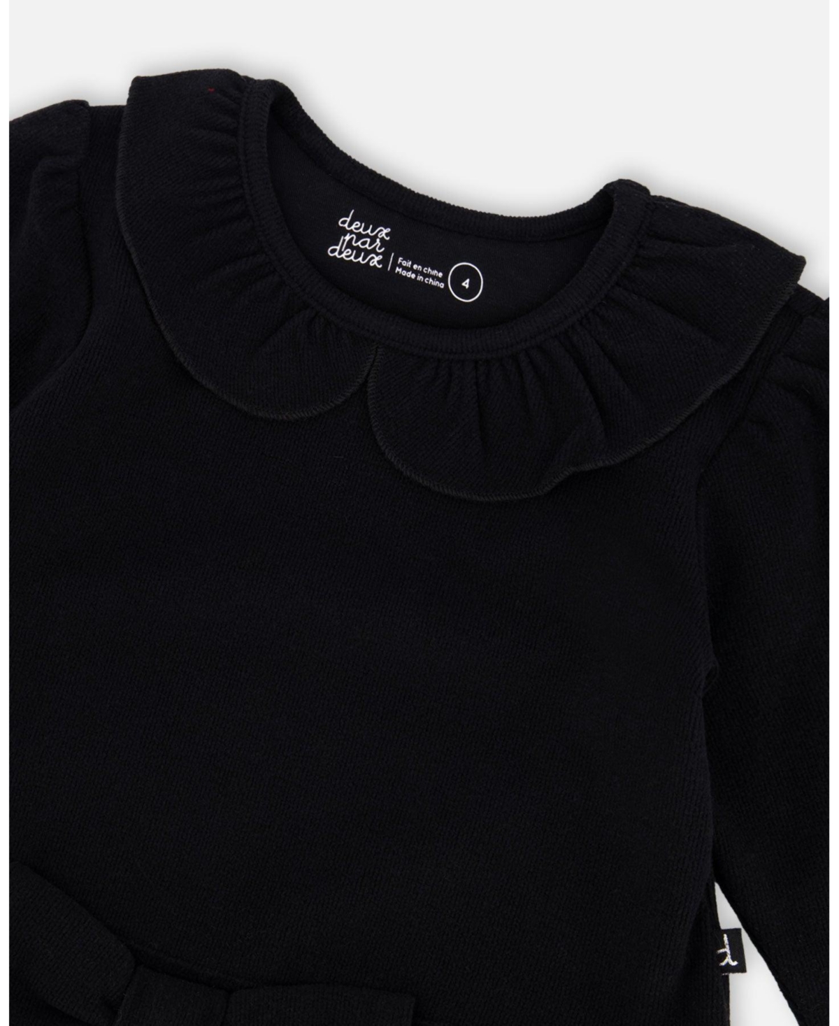 Deux par Girl Bi-Material Dress with Glittering Skirt Black