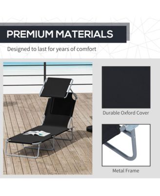 Outdoor Chaise Lounge ning Chair, Folding W/ Sun Shade,