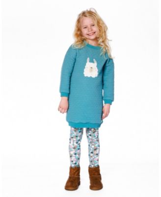 Girl Quilted Tunic Dress Turquoise Blue - Child