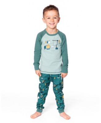Baby Boy Two-Piece Cotton Pajama Set Teal Construction Print - Baby