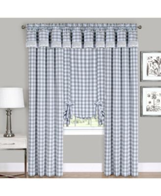 Complete 6 Piece Country Chic Plaid Window Curtain Treatment Set - 58 in. W x 84 in. L