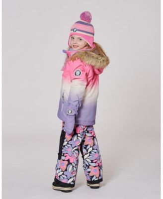 Girl Lined Peruvian Knit Pompom Hat Pink and Purple - Toddler|Child