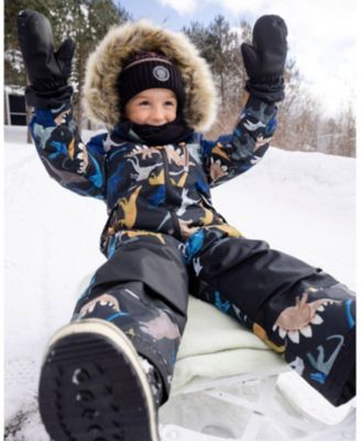 Toddler Boys One-Piece Play Snowsuit Black Dinosaur Print - Toddler|Child