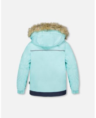 Girl Two-Piece Play Snowsuit Blue Flower Print - Toddler|Child