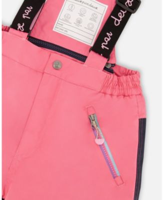 Big Girls Two-Piece Play Snowsuit with Printed Jacket and Solid Pant Candy Pink