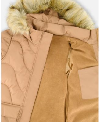 Girl Long Wavy Quilt Puffy Winter Coat Chanterelle - Toddler|Child