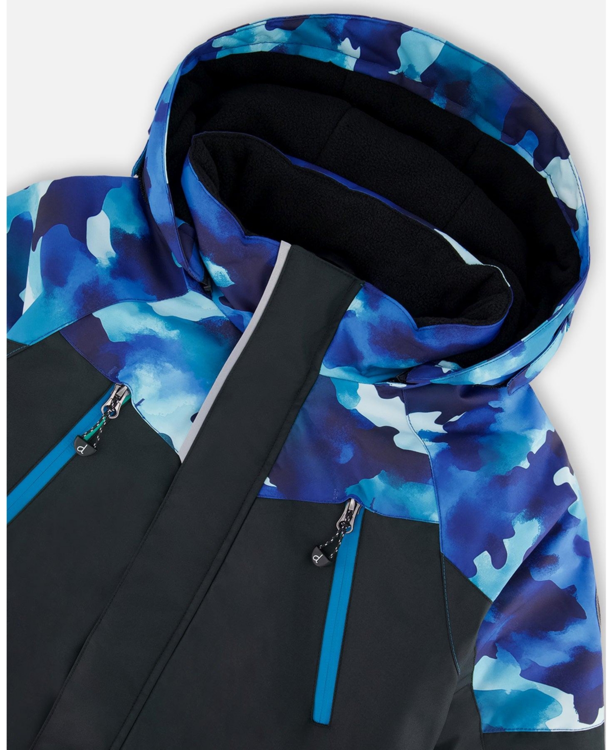 Deux par Boys Two-Piece Play Snowsuit Teal Blue Camouflage