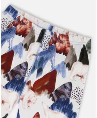 Boy Two-Piece Cotton Pajama Set White Bear Print - Toddler|Child