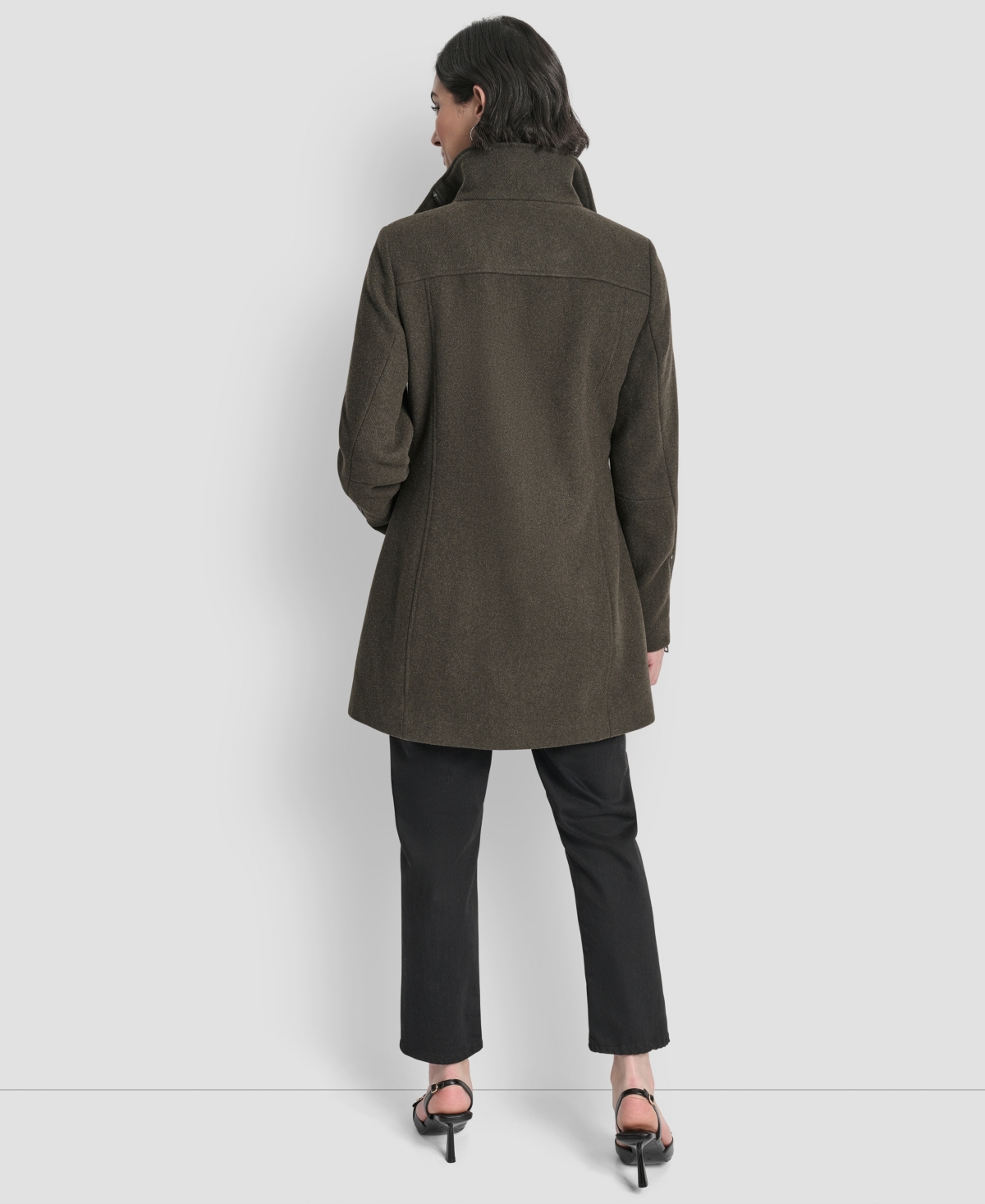Dkny Womens Asymmetrical Zip Coat, Created For Macys In Green