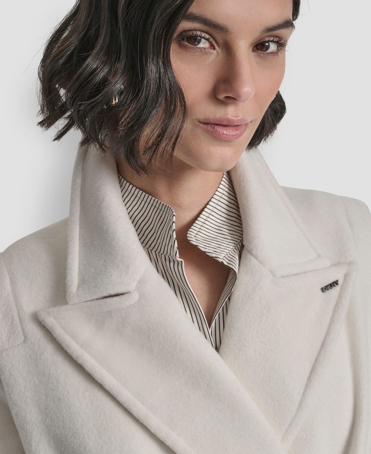 Dkny Women's Notch Collar Belted Wrap Coat In White