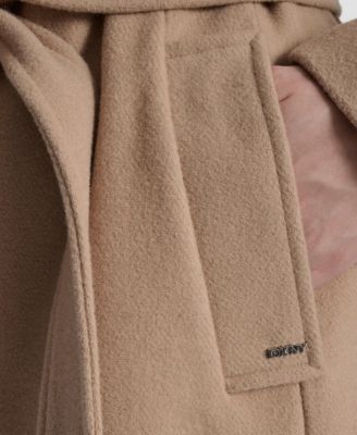 Petite Belted Zip Front Coat